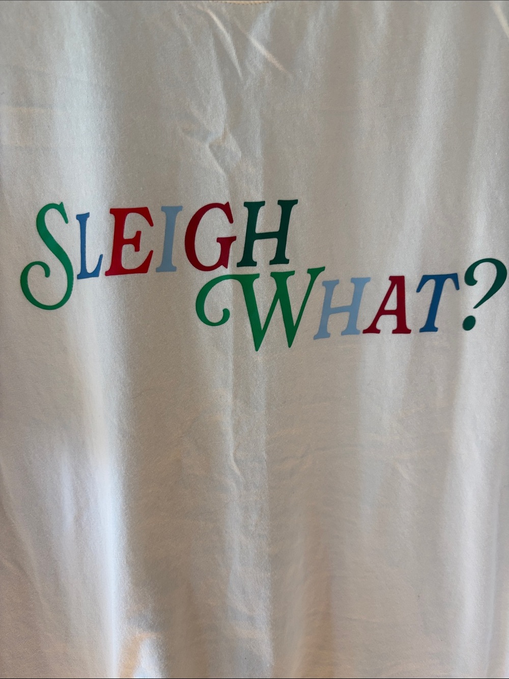 Wondershop White Short Sleeve Tee with Multicolor "Sleigh What?" Graphic -755sku